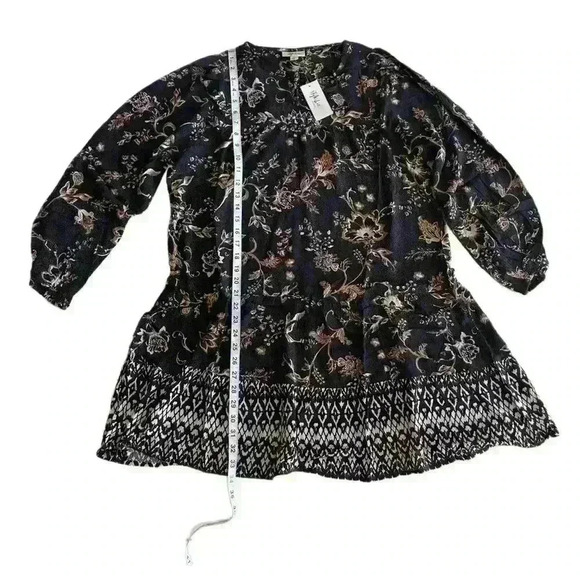 Style & Co Petite Gauze Tired Shift Dress Black Floral Size PXL NWT Bohemian - Picture 11 of 14